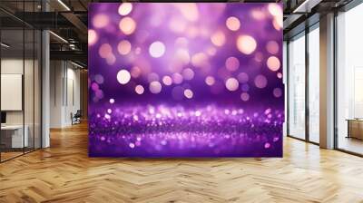 festive purple background abstract lights bokeh new year celebration banner Wall mural