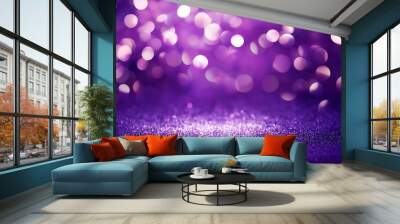 festive purple background abstract lights bokeh new year celebration banner Wall mural