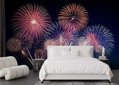 fireworks light night sky new year Wall mural