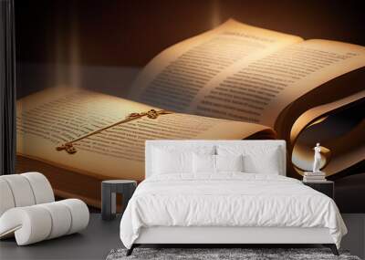 glowing scroll revealing book mark gospel action faith Wall mural