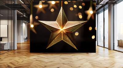 gold star light hanging dark striking image gold star light hanging darkness Wall mural