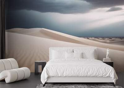 gray sky pale white sand dunes desert alien landscape imagined summer retreat Wall mural