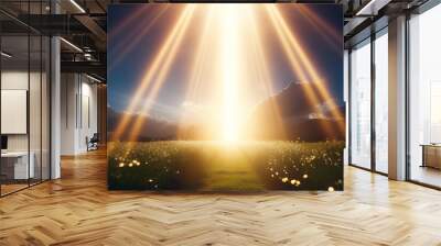 guidance concept glowing heavenly rays cinematic paradise representing spirituality Wall mural