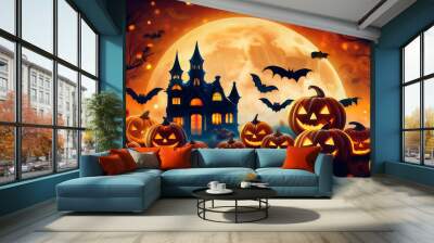 halloween celebration party illustration wallpaper background tickets advertising Wall mural