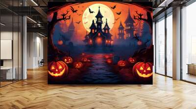 halloween festival illustration background Wall mural