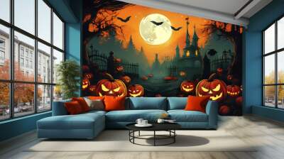 halloween festival illustration background Wall mural