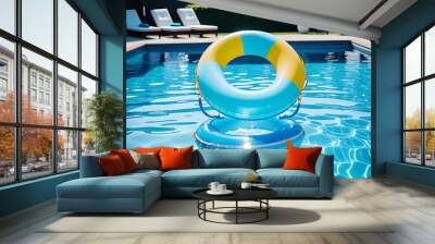 idea relaxation includes summer pool blue water inflatable rings ideal vacations leisure Wall mural