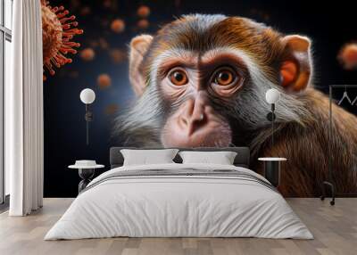 illustration monkeypox virus featuring primate dark background portraying virus unique educational way Wall mural