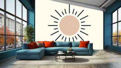 minimalist vector illustration bright sun simple rays plain background Wall mural