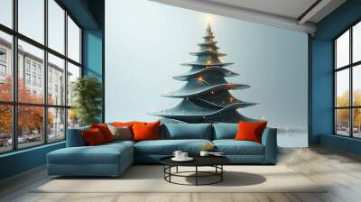 modern digital art features sleek christmas tree innovative design elements Wall mural