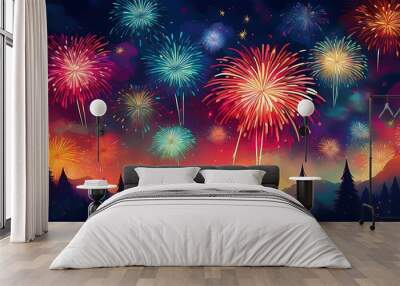 new year eve fireworks background festive celebration new year Wall mural