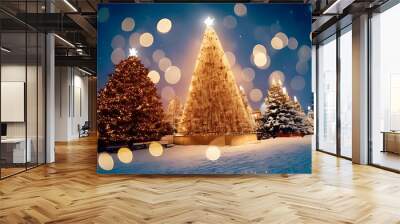 new year festive card blurred background features holiday cheer christmas new year greetings combined Wall mural