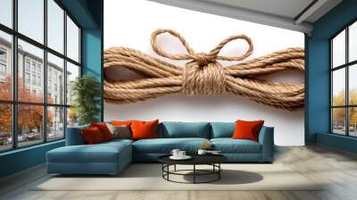 packing rope made jute tied bow white background Wall mural