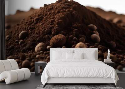 pile soil dirt isolated white background Wall mural