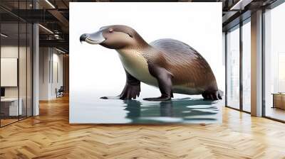 platypus portrayed evocative watercolor set stark white background artwork blends abstract aesthetics authentic wildlife representation Wall mural