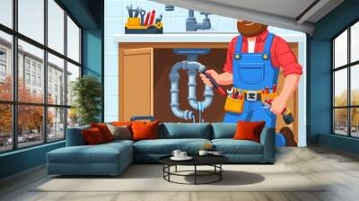 plumber work vector illustration Wall mural