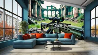 ruins rifle green video game background Wall mural