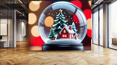 snow globe christmas scene inside gently shaking Wall mural