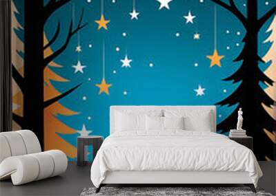 two children fascinated festive holiday lights display Wall mural