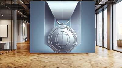 vector design isolated silver medal hanging sleek modern ribbon Wall mural