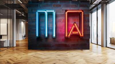 vector realistic isolated neon sign alphabet font letters decoration display wall background Wall mural