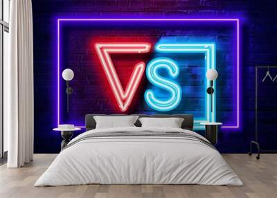 vector realistic isolated neon sign vs frames logo template decoration display wall background Wall mural