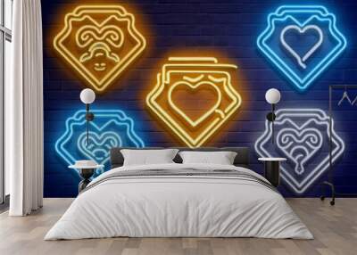 vector set realistic isolated neon sign message heart logo template decoration layout display Wall mural