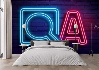 vector set realistic isolated neon sign q frame logo template decoration layout display wall background concept questions answers Wall mural