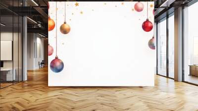 vibrant balls watercolor style adorn white background unique christmas invitation greeting card design Wall mural