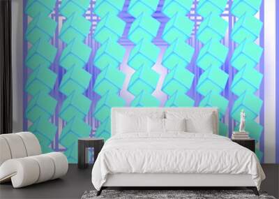 Abstract pattern from a set of neon cubes Wall mural