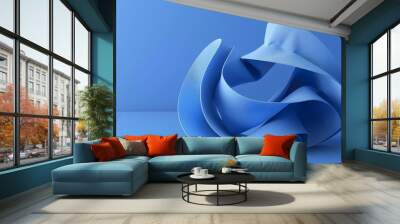 A 3D rendering of abstract blue shapes on a blue background. Wall mural