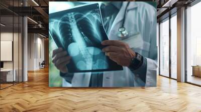 A doctor examines an X-ray in a hospital or clinic. Wall mural