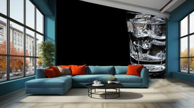 A glass of water with ice cubes in it. Wall mural