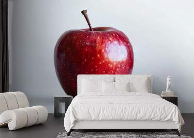 A single red apple on a white background. Wall mural