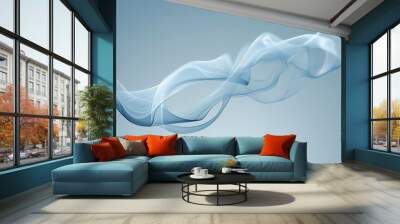 A wispy, blue smoke shape on a light blue background. Wall mural