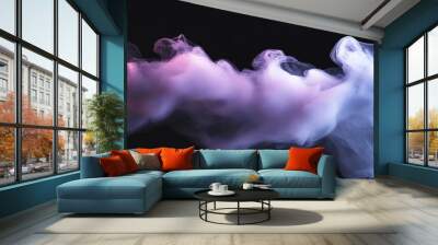 Abstract colorful smoke with red, pink and blue swirls. Wall mural