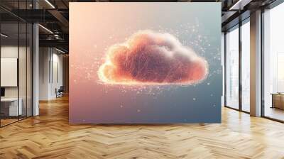 Abstract image of clouds with glowing lines representing a network connection. Wall mural