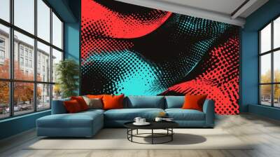 Abstract red and blue background with a polka dot pattern. Wall mural