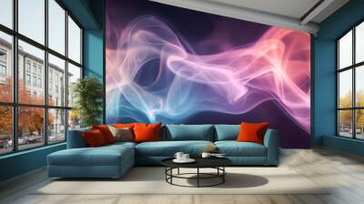 Abstract smoke trails in pink, orange and blue. Wall mural