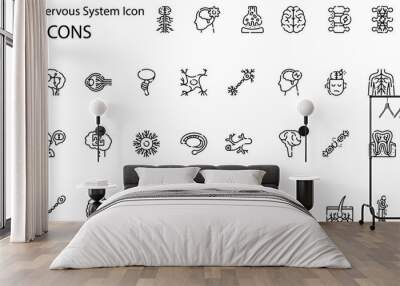 Set of central nervous system icons. Line art style icons bundle. vector illustration
 Wall mural