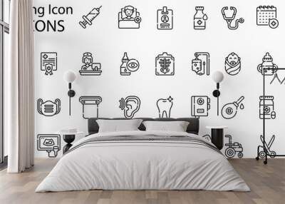 Set of nursing icons. Line art style icons bundle. vector illustration Wall mural