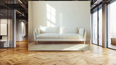 White couch in a minimalist living room. Wall mural