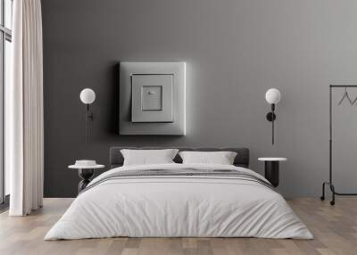 White light switch on a gray wall. Wall mural