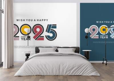 2025 Happy New Year. colorful concept for 2025 new year celebration on set background Wall mural