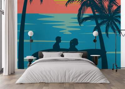 Bali see you on the next wave vintage retro poster template Wall mural