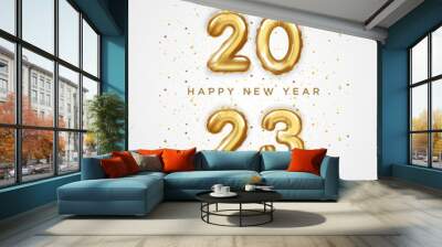 Happy new year 2023 with realistic balloon numbers background Wall mural