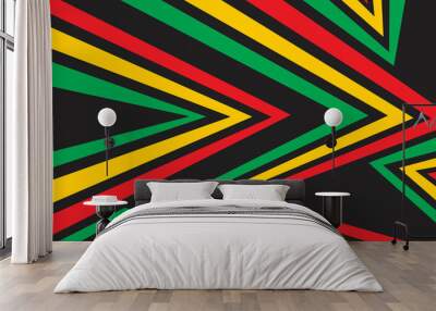 Abstract background with Jamaican color zigzag pattern Wall mural