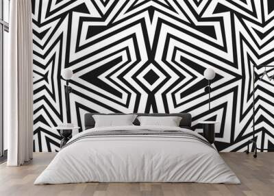 Abstract background with reflective mosaic and geometric lines pattern. Seamless Aztec ornament Wall mural