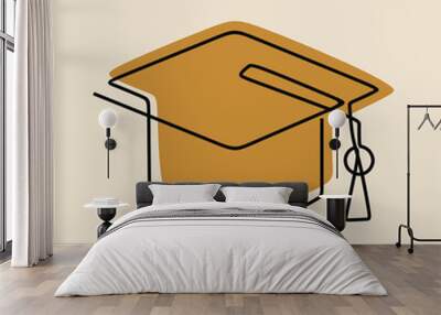 Toga hat education oneline continuous line art Wall mural