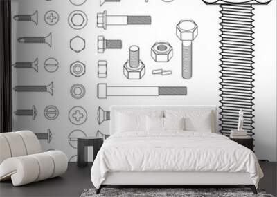 Screw and nuts set Wall mural